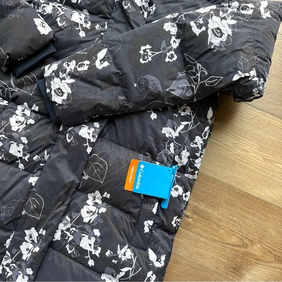 Women’s Size Small Columbia Boundless Days Print Long Down Jacket Blue Floral - Picture 4 of 9